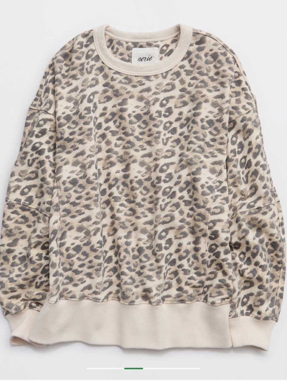 NWT Aerie Go-To Sweatshirt Neutral Leopard Print Oversized Size Small - Picture 5 of 16
